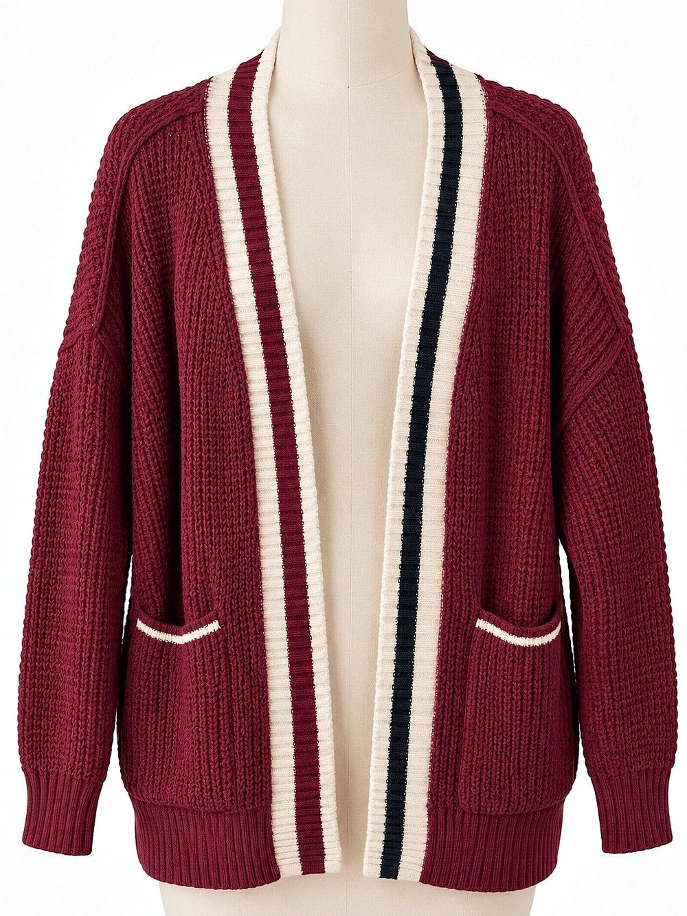 Universal Thread Color Block Cardigan in Red & White